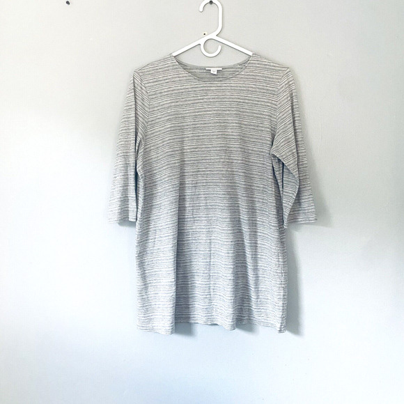 J. Jill Pure Jill Top Size Medium Gray Striped T Shirt 3/4 Sleeves Capsule - Picture 1 of 7
